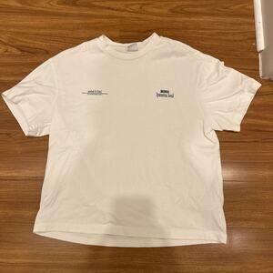 Bershka White/Blue Graphic Size Extra Small T-Shirt ￼